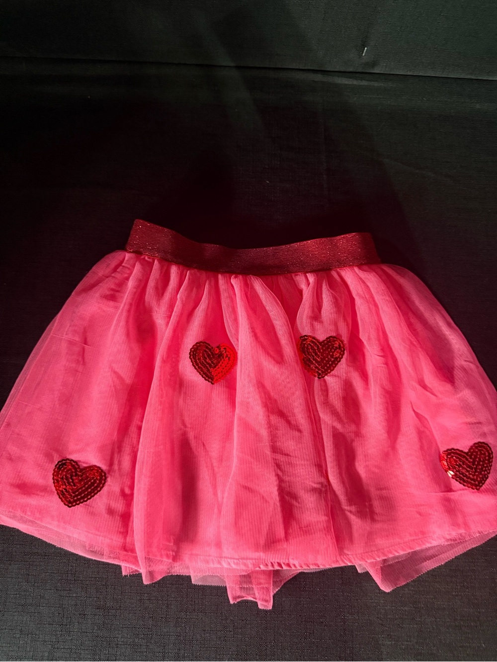 Cat & Jack Bright Pink Tulle Skirt with Sequin Hearts